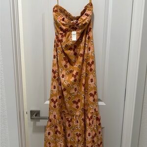 Aerie Terracotta and White Patterned Dress